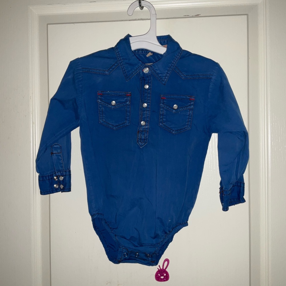 Rafter C ProFlex45 Infant Boys' Washed Blue Long Sleeve Stretch Western Onesie